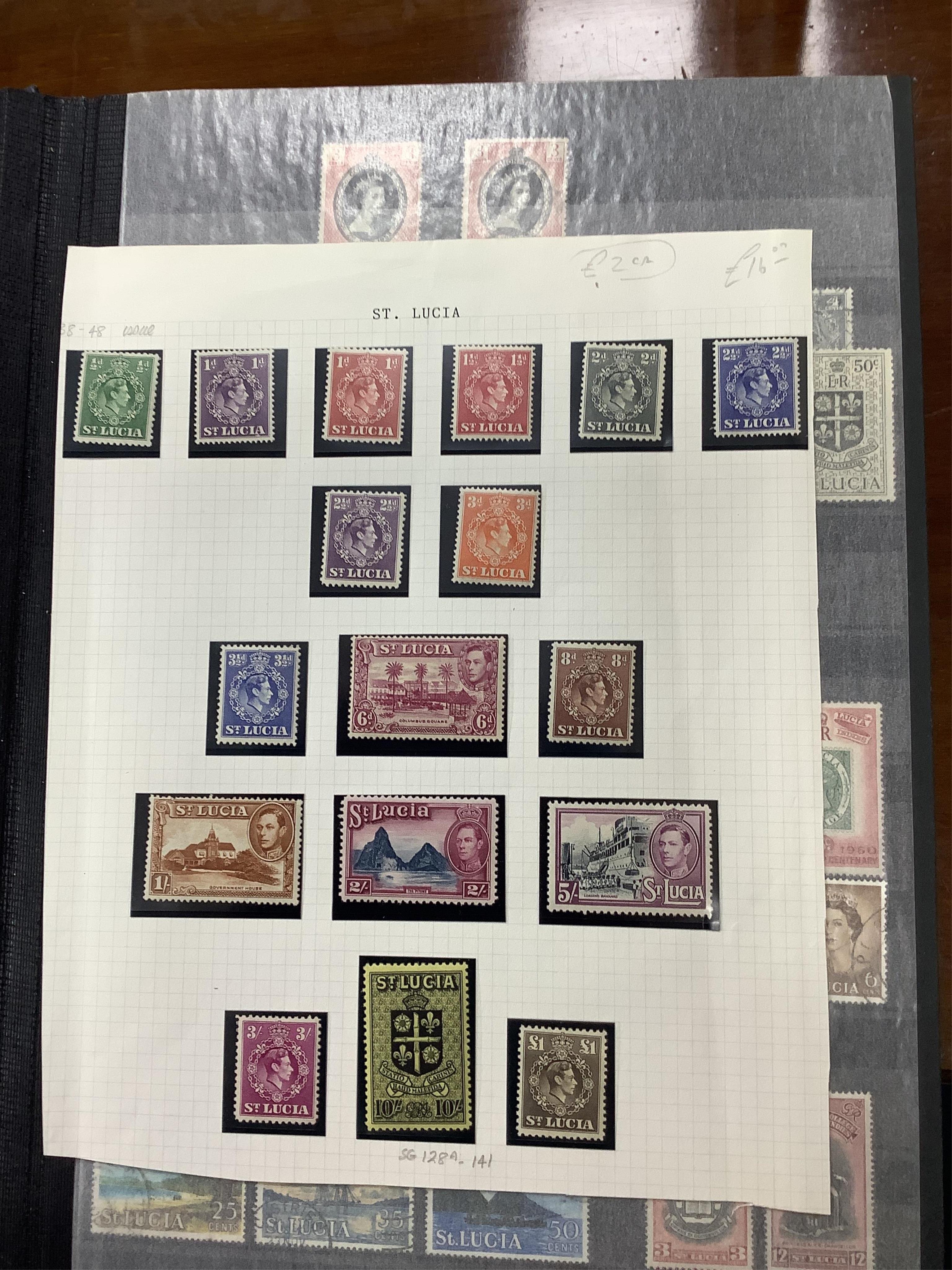 Three albums of stamps, Falklands to Gold Coast, North Rhodesia to St Helena and St Lucia to Z